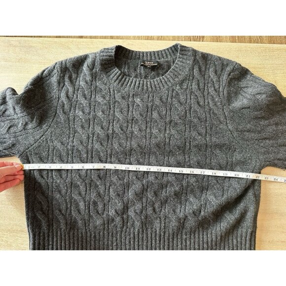 Quince Mongolian Cashmere Shrunken Cable Crewneck Sweater Charcoal XL - Picture 4 of 7
